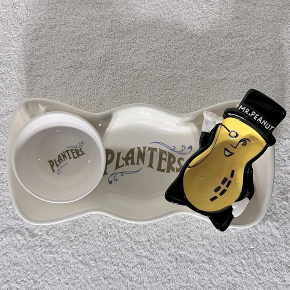 Vintage Planters Peanuts Serving Tray With Two Small  Bowls - Picture 1 of 14